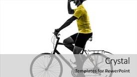  Presentation with mountain bike - Colorful presentation theme enhanced with one caucasian man exercising bicycle mountain bike drinking on white background backdrop and a light gray colored foreground
