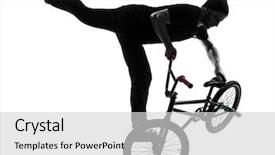  Presentation with bmx - PPT theme enhanced with one caucasian man exercising bmx background and a light gray colored foreground