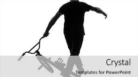 Presentation with bmx - Audience pleasing PPT theme consisting of one caucasian man exercising bmx backdrop and a light gray colored foreground