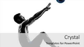  Presentation with one young man exercising handball - Colorful presentation enhanced with one caucasian man exercising fitness backdrop and a light gray colored foreground