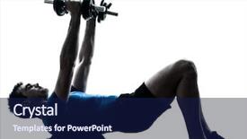  Presentation with one young man exercising handball - Beautiful theme featuring one caucasian man exercising weight backdrop and a navy blue colored foreground