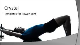  Presentation with weight - Colorful slide set enhanced with one caucasian man exercising weight training on bosu workout fitness in silhouette studio isolated on white background backdrop and a white colored foreground