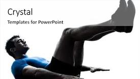  Presentation with office ergonomics man worker exercising - PPT theme enhanced with one caucasian man exercising workout background and a white colored foreground