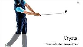  Presentation with gold man smile - Audience pleasing theme consisting of one caucasian man golfer golfing backdrop and a white colored foreground