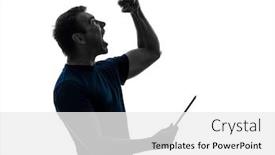  Presentation with joy - Presentation theme featuring one caucasian man holding digital tablet happy joy in silhouette on white background background and a white colored foreground