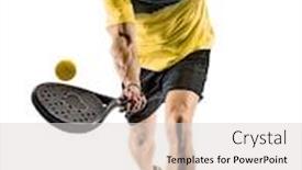  Presentation with tennis - Slide deck with one caucasian man playing padel background and a light gray colored foreground