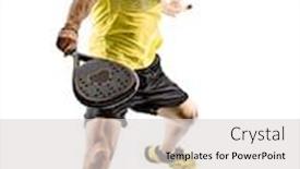  Presentation with tennis - PPT theme with one caucasian man playing padel background and a light gray colored foreground