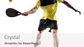  Presentation with tennis - PPT layouts consisting of one caucasian man playing padel background and a white colored foreground