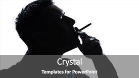  Presentation with smoking - Cool new presentation theme with caucasian man portrait smoking cigarette backdrop and a dark gray colored foreground