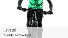  Presentation with mountain bike - Cool new PPT layouts with one caucasian man practicing man mountain bike bking isolated on white background with shadows backdrop and a white colored foreground