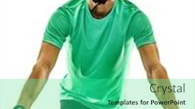  Presentation with mountain bike - Audience pleasing presentation theme consisting of one caucasian man practicing man mountain bike bking isolated on white background with shadows backdrop and a seafoam green colored foreground