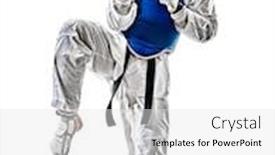  Presentation with taekwondo - Slide set consisting of one-caucasian-man-practicing-taekwondo background and a white colored foreground