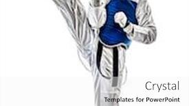  Presentation with taekwondo - PPT theme with one-caucasian-man-practicing-taekwondo background and a white colored foreground