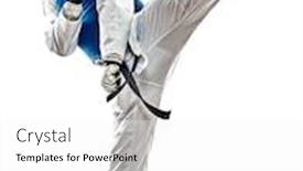  Presentation with taekwondo - Beautiful PPT theme featuring one-caucasian-man-practicing-taekwondo backdrop and a white colored foreground