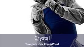  Presentation with taekwondo - Audience pleasing theme consisting of one-caucasian-man-practicing-taekwondo backdrop and a navy blue colored foreground