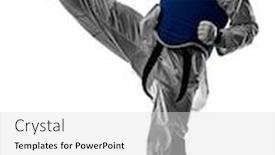  Presentation with taekwondo - PPT layouts featuring one-caucasian-man-practicing-taekwondo background and a light gray colored foreground