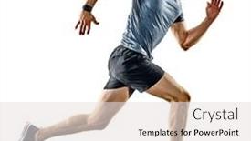  Presentation with trail running runner - Colorful slide set enhanced with one-caucasian-man-runner-jogger backdrop and a light gray colored foreground