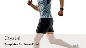  Presentation with running - PPT layouts with one-caucasian-man-runner-jogger background and a light gray colored foreground