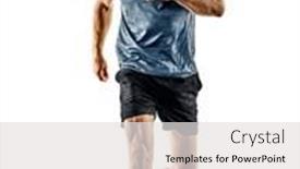  Presentation with trail running runner - Slide deck with one-caucasian-man-runner-jogger background and a light gray colored foreground