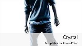  Presentation with one young man exercising handball - Beautiful PPT theme featuring one caucasian man skateboarder skateboarding in silhouette isolated on white background backdrop and a white colored foreground