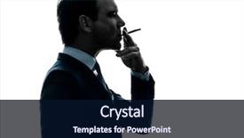  Presentation with cigarette - Colorful slide deck enhanced with one caucasian man smoking cigarette backdrop and a navy blue colored foreground