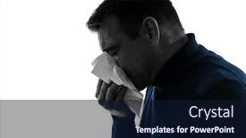  Presentation with sneezing - Beautiful slide set featuring one caucasian man sneezing portrait in silhouette studio isolated on white background backdrop and a wine colored foreground