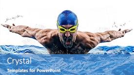  Presentation with sport - Cool new theme with one-caucasian-man-sport-swimmer backdrop and a teal colored foreground