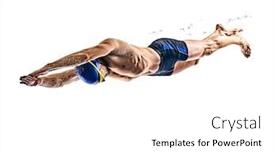  Presentation with sport - Beautiful PPT layouts featuring one-caucasian-man-sport-swimmer backdrop and a white colored foreground