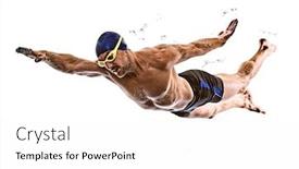  Presentation with swimming - PPT layouts enhanced with one-caucasian-man-sport-swimmer background and a white colored foreground