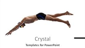  Presentation with swimming - Amazing slide deck having one-caucasian-man-sport-swimmer backdrop and a white colored foreground