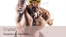  Presentation with swimming - PPT theme consisting of one-caucasian-man-sport-swimmer background and a coral colored foreground
