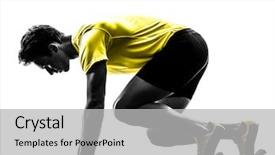  Presentation with runner - Colorful theme enhanced with one caucasian man young sprinter backdrop and a light gray colored foreground