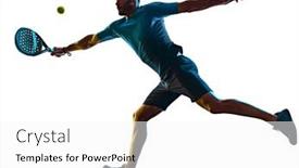  Presentation with tennis - PPT theme enhanced with one-caucasian-mature-man-paddle background and a white colored foreground