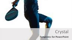  Presentation with tennis - Audience pleasing PPT theme consisting of one-caucasian-mature-man-paddle backdrop and a light gray colored foreground