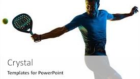  Presentation with tennis - PPT theme featuring one-caucasian-mature-man-paddle background and a white colored foreground