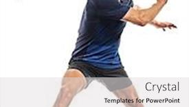  Presentation with one young man exercising handball - Presentation design having one-caucasian-mature-man-practicing background and a light gray colored foreground