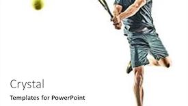  Presentation with tennis - PPT theme consisting of one-caucasian-mature-tennis-player background and a white colored foreground