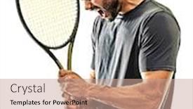  Presentation with tennis - Cool new PPT layouts with one-caucasian-mature-tennis-player backdrop and a coral colored foreground