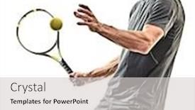  Presentation with tennis - Presentation design with one-caucasian-mature-tennis-player background and a  colored foreground