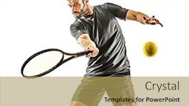  Presentation with tennis - Audience pleasing presentation design consisting of one-caucasian-mature-tennis-player backdrop and a yellow colored foreground