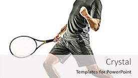  Presentation with tennis - Presentation design enhanced with one-caucasian-mature-tennis-player background and a white colored foreground