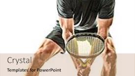  Presentation with tennis - Audience pleasing presentation theme consisting of one-caucasian-mature-tennis-player backdrop and a coral colored foreground