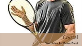  Presentation with tennis - Presentation featuring one-caucasian-mature-tennis-player background and a coral colored foreground