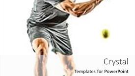  Presentation with tennis - Presentation theme enhanced with one-caucasian-mature-tennis-player background and a white colored foreground