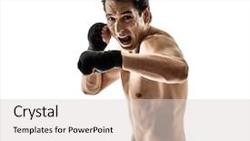  Presentation with thai boxing - PPT layouts enhanced with one caucasian muay thai kickboxing background and a light gray colored foreground