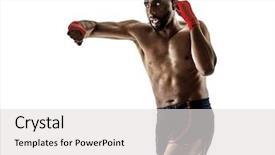  Presentation with thai boxing - Slide set enhanced with one caucasian muay thai kickboxing background and a light gray colored foreground