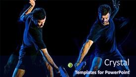  Presentation with black man - Colorful theme enhanced with one-caucasian-paddle-tennis-player backdrop and a navy blue colored foreground