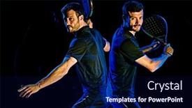  Presentation with black man - Audience pleasing slide set consisting of one-caucasian-paddle-tennis-player backdrop and a navy blue colored foreground