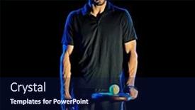  Presentation with black man - Presentation design featuring one-caucasian-paddle-tennis-player background and a navy blue colored foreground