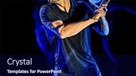  Presentation with black man - Beautiful slide deck featuring one-caucasian-paddle-tennis-player backdrop and a navy blue colored foreground